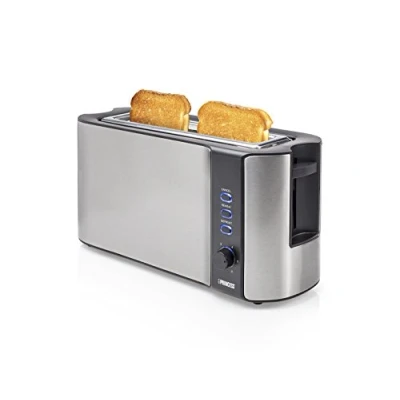 Imagen de Princess 142353 Tostadora con una ranura extralarga, 6 niveles de tostado, Funciones descongelado, calentamiento y cancelación, Bandeja migas extraíble, 1000 W, Acero Inoxidable