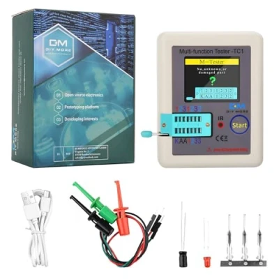 Imagen de diymore LCR TC1 ESR Tester Transistor Inductancia Resistencia a la Capacitancia Medidor Probador multifunción TFT para