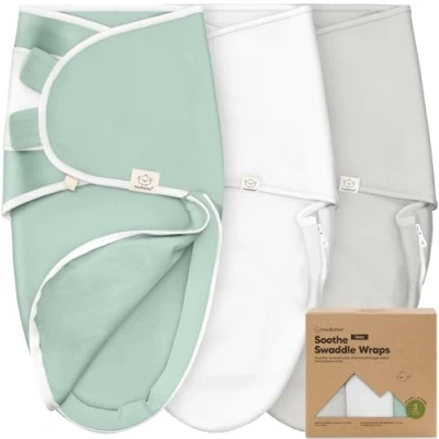 Imagen de 3 Piezas Sacos De Dormir con Cremallera para Bebé Saco Recién Nacidos 0 a Meses, Pañal Nacidos, Pañales Bebés Fáciles Cambiar, Mantas Guardería (Sage)