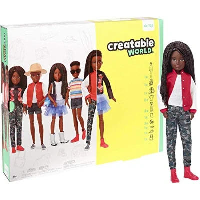 Imagen de Creatable World Figura Unisex, muñeco articulado, pelucas con rizos y trenzas accesorios (Mattel GGG55) , color/modelo surtido
