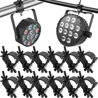Imagen de Pinza de Gancho Truss Clamp,YouXiaor 12Piezas Pinzas Tracción Luz Aleación Aluminio O Clamps Resistente Heavy Duty DJ Clamp para 48 51MM Tubo Carga Máx 100KG