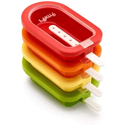 Imagen de Lékué Pack moldes helado apilables Classic, Silicona platino Multicolor, 4 unidades
