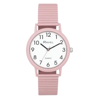 Imagen de Ravel Reloj de Moda para Mujer en Tonos Pastel con Pulsera Extensible (Caja 27 mm) Cuarzo Analógico R0237.05.2 Rosa
