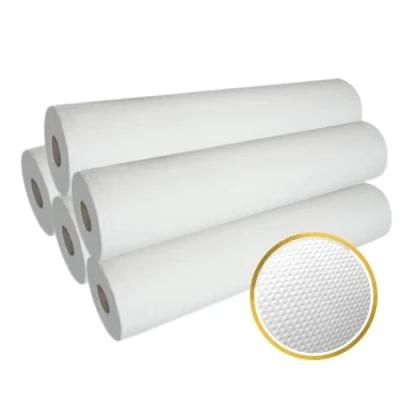 Imagen de DSTOCK60 9 Rollos para camilla de papel gofrado desechable blanco doble capa con precorte 70x35cm, 135 hojas guata celulosa pura sábanas médicas en rollo relieve