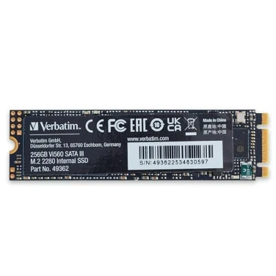 Imagen de Verbatim Vi560 S3 M.2 SSD Interno 256GB Solid State Drive Adaptador SATA III Unidad Interna con tecnología 3D NAND de Alto Rendimiento hasta 560MB/s Azul