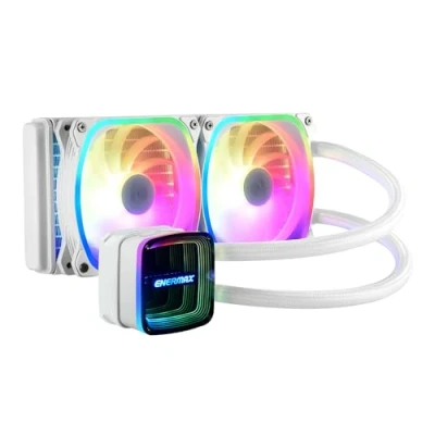 Imagen de ENERMAX AQUAFUSION ADV Refrigeración Líquida CPU AIO 240, Alto Rendimiento Espejo Infinito Intel LGA1700/AMD AM5 Compatible con 360W + TDP (2* SquA RGB 120 PWM) ELC AQFA240 SQA W, Blanco