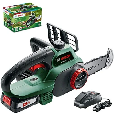 Imagen de Bosch sierra de cadena con batería UniversalChain 18, batería, cargador, caja cartón, sistema SDS, longitud la espada: 200 mm, 18 V, 2.5 Ah