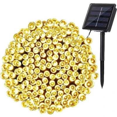 Imagen de BrizLabs Guirnalda Luces Exterior Solares, 22M 200 LED Cadena de Luz Solar, Resistente Al Agua 8 Modos Solares Interior con Memoria Decoración Para Jardines, Patio, Dormitorio (Blanco Cálido)