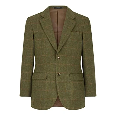 Imagen de Walker and Hawkes Windsor Blazer de Tweed para Hombre Chaqueta Estilo clásico inglés Salvia Oscuro EU 58 (UK 48)