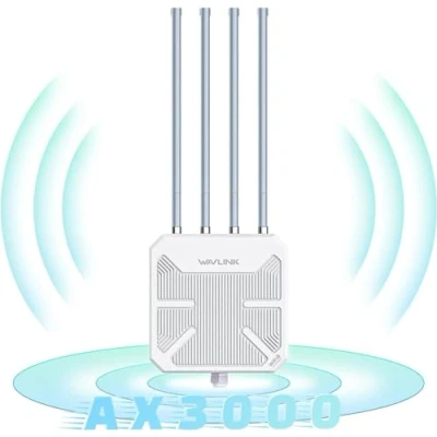 Imagen de Wavlink Repetidor WiFi Largo Alcance Exterior Potente, Amplificador Señal Antena Extender 6 AX3000 Mesh, Outdoor PoE Punto de Acceso WiFi, para Grandes Espacios Remotos
