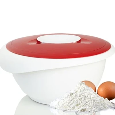 Imagen de Westmark Bol para mezclar y hornear Con tapa de dos partes, 2.5 l, pico, Plástico, Blanco/rojo, 3153227R