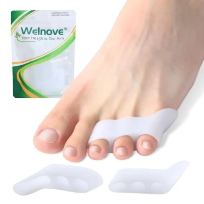 Imagen de Welnove Separadores de dedos meñiques gel, paquete 8 espaciadores dedo meñique, almohadillas para juanetes mujeres y hombres, protectores silicona evitar el roce aliviar la