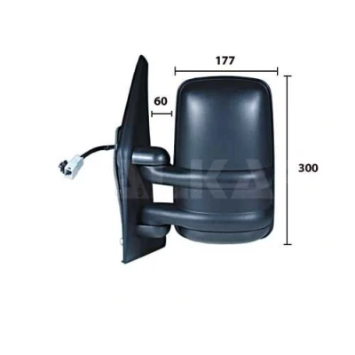 Imagen de espejo retrovisor Alkar 9225902 izquierda eléctrico calefactable, con gran angular, brazo corto de espejo, convexo para vehíc. volante a la
