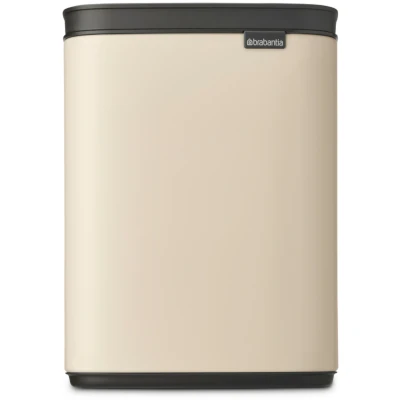 Imagen de Brabantia cubo de basura Bo 4L rectangular, compacto, tapa cierre suave y interior extraíble Diseño para montaje en pared o independiente baño, cocina u oficina Soft Beige