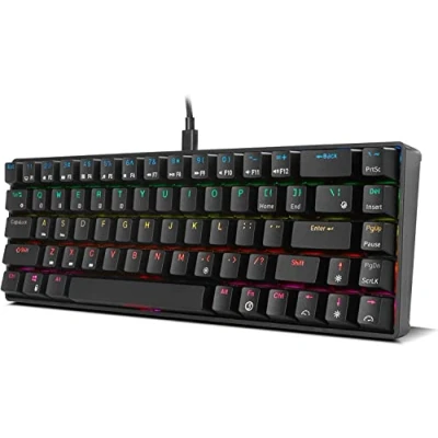Imagen de Ozone Gaming OZTACTICALUS Mini Teclado Tactical Mecánico sin numerico, Bluetooth, Switches Outemu Red, Iluminacion LED RGB, Silencioso, Layout US, Negro