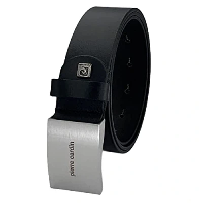 Imagen de Pierre Cardin cinturón de piel para hombre, vacuno abombado con cierre acoplamiento, color negro, Negro , 90