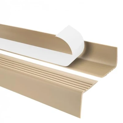 Imagen de Quest Perfil de borde para escaleras autoadhesivo PVC, protección escalera, 50x42mm RGP, beige, 80cm