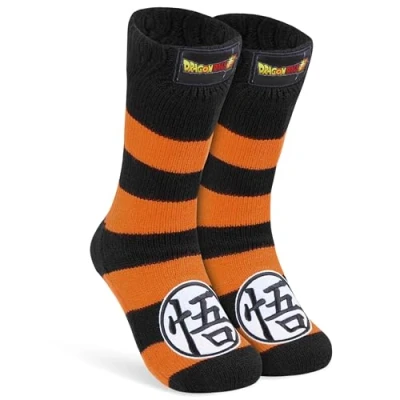 Imagen de Dragon Ball Z Calcetines Antideslizantes Niño Termicos Divertidos para Niños, Talla Unica (Negro/Naranja)