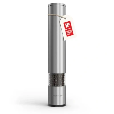 Imagen de LARS NYSØM Molinillo de Sal y Pimienta Manual grande (28,8cm) con cerámica ajustable grueso a fino I especias diseño 1 pieza (Stainless Steel)