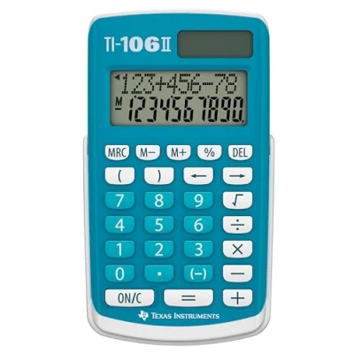 Imagen de Texas Instruments TI 106 II calculadora científica Solar, Una de Bolsillo Duradera y fácil Usar con Cuatro Operaciones aritméticas básicas, EN/GR/DU/FR