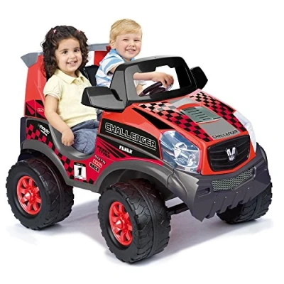 Imagen de FEBER Challenger 12 V Coche, Coche de 2 Plazas Deportivo, Color Rojo, Alcanza 5,3km/h, Incluye Batería y Cargador, Autonomía 40 min, para Niños 3 a 7 años, Famosa (800008262)