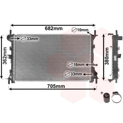 Imagen de VAN WEZEL 18002264 Radiador, refrigeración del motor Aluminio 600 350 16 *** IR PLUS con accesorios Aletas soldadas norauto, oscaro,