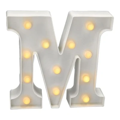 Imagen de JANDEI letras led iluminadas, letra M con luz blanca cálida, luces decoración y ambiente, nocturna bodas, cumpleaños, escaparates, números (funcionan pilas)