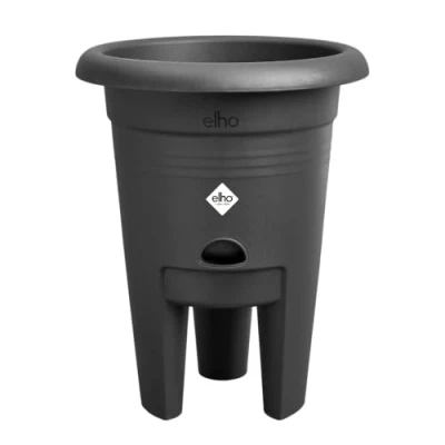 Imagen de elho Green Basics Macetero para Fresas de 22 cm, Incluye depósito Agua, 100% plástico Reciclado, Color Negro