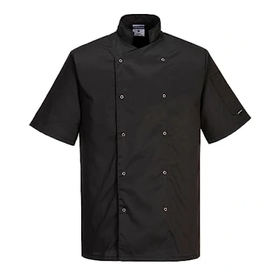 Imagen de Portwest C733 Chaqueta de Chef Moderna y Ligera Manga Corta Cumbria Negra, L