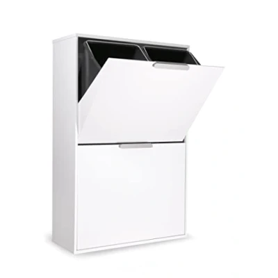 Imagen de Arregui Ecoclas CR601 E Cubo de Basura y Reciclaje Acero 4 Compartimentos 4x17L (68L) Cubos Cocina Contenedores para Casa u Oficina blanco