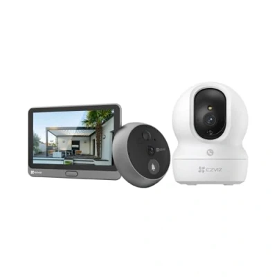 Imagen de EZVIZ Bundle Kit de CP4 Mirilla Puerta y CP1 4MP Camara Vigilancia Interior