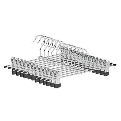 Imagen de COM FORT HOUSE Percha de Metal con Pinzas Diseño Elegante Ideal para Faldas y Pantalones Gancho Acero Inoxidable Giratorio Pack 10 Unidades