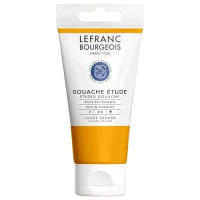 Imagen de Lefranc Bourgeois 301924 Studio Gouache, colores vivos, resistentes a la luz y opacos en tubo de 80 ml Amarillo Medio
