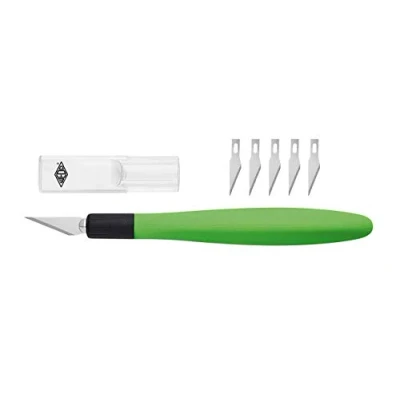 Imagen de Wedo 7852199 Cúter bisturí Comfortline (con empuñadura blanda, incluye 5 cuchillas de recambio y capuchón protector) manzana verde/negro