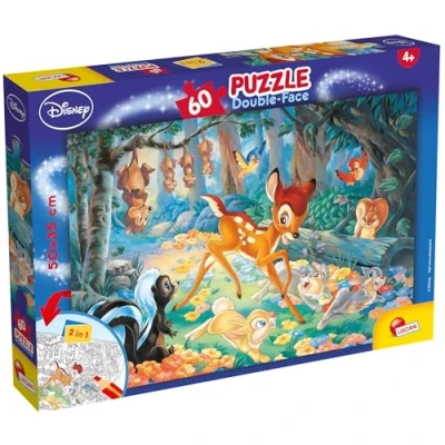 Imagen de Liscianigiochi Puzzle para niños 2 en 1, Doble cara con reverso colorear, Disney Bambi, Multicolor, 60 piezas