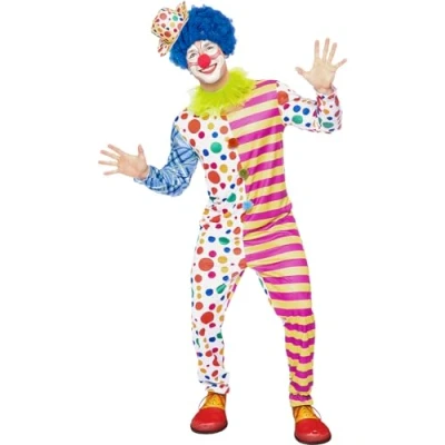 Imagen de Funidelia Disfraz de payaso Deluxe para hombre Payaso, Circo, Original y Divertido adultos divertidos accesorios Fiestas, Carnaval Halloween Talla XXL Amarillo
