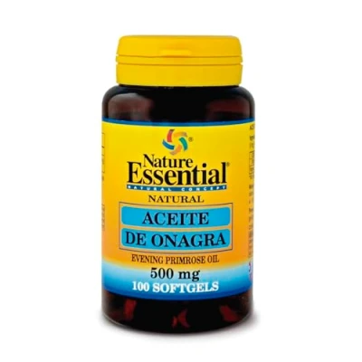 Imagen de Nature Essential Perlas de Aceite Onagra 500 mg 100 Contribuye a Aliviar los Síntomas Menstruales Primera Presión en Frío 10% GLA Omega 3 6 9 Vitamina E
