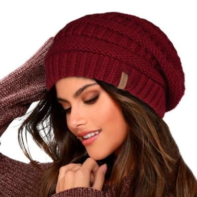 Imagen de FURTALK Gorro de Mujer Invierno cálido con Forro Suave Punto