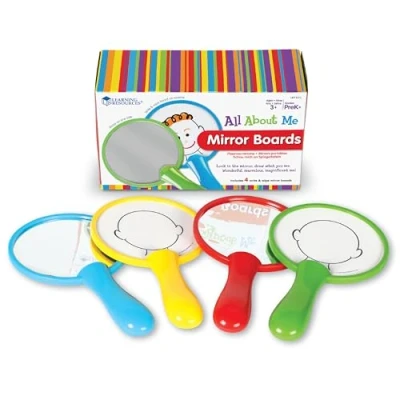 Imagen de Learning Resources Espejos Pizarra All About, Juego de 4, desarrollo socioemocional, Montessori, 3 años