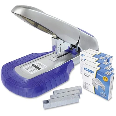 Imagen de Rapesco 1278 Grapadora de Gruesos con Tablero Trabajo AV 69 y 5000 Grapas 923/15 mm, Fino a 115 Hojas, Gris Morado