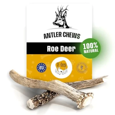 Imagen de RF Deer Asta de Cabra para Perro Talla M (30 80 g) Juguete Que Anda y Ladra Mordedores Huesos allá Perros, Grandes Pequeños Versión Hard 14 18 cm