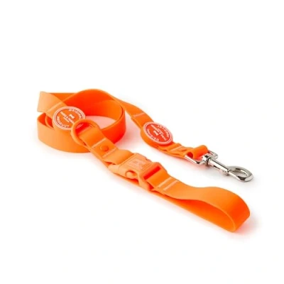 Imagen de HUGO &amp; HUDSON Correa para Perros Impermeable, Mascotas con Asa Acolchada fácil de Limpiar y antiolores, Naranja, 120 x 1,5 cm