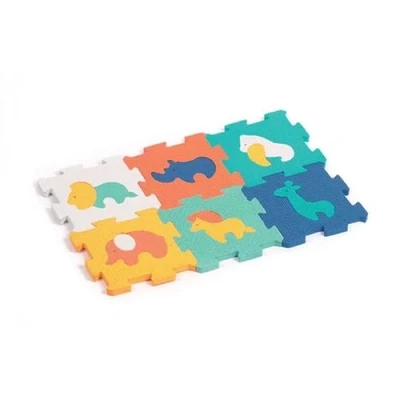 Imagen de LUDI Baby Lalles Alfombra de Suelo educativa pequeña Puzzle 2D y 3D, diseño Animal, 6 pequeñas losas Espuma, 10 Elementos empotrables A Partir Meses