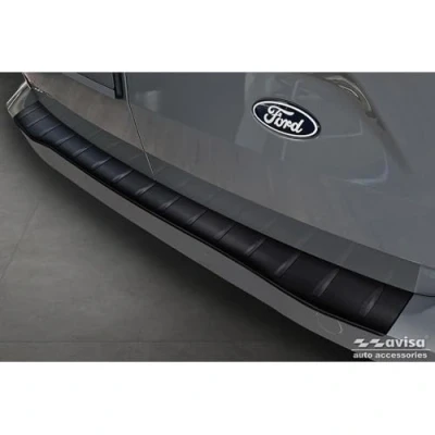 Imagen de Avisa Protector del Parachoques Trasero Inoxidable Negro Mate Compatible con Ford Transit Custom &amp; Tourneo (V710) 2023 &#039;Ribs&#039;