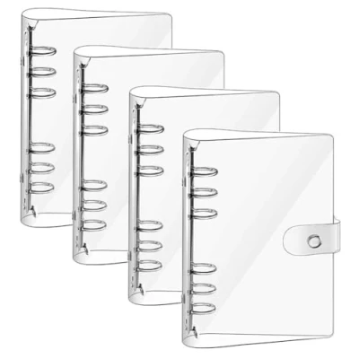 Imagen de 4 Piezas Cubierta de Carpeta Transparente A5 Anillas 6 Recargable Cuaderno Hojas Sueltas Bolsa