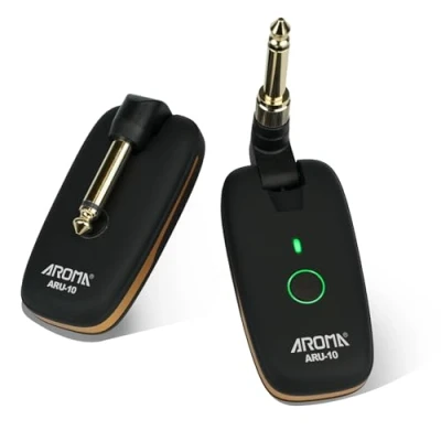 Imagen de AROMA Sistema Inalámbrico de Guitarra UHF Receptor Transmisor Audio Digital Recargable con 7 Canales Baja Latencia para Eléctrica y Bajo