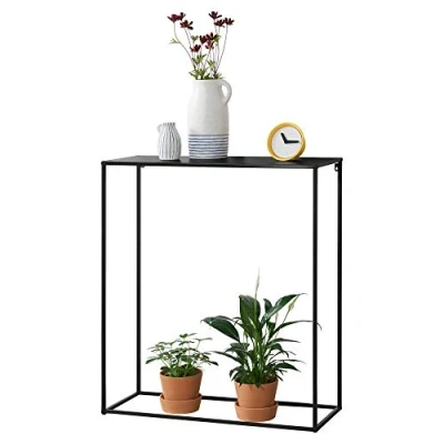 Imagen de [en.casa] Mesa Consola 92cm x 80cm 32cm Pequeña Estable Almacenamiento de Pared Negro Mate