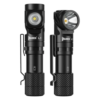 Imagen de WUBEN L1 Linternas LED Alta Potencia 2000 Lúmenes, Linterna Recargable USB Táctica Militar Potente, cabeza giratoria de 180 grados Linterna, Impermeable Portátil Fuente Luz Doble Flashlight(P9)
