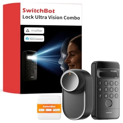Imagen de SwitchBot Lock Ultra, Cerradura Inteligente WiFi Con Teclado Reconocimiento Facial 3D, Huella Dactilar, Electrónica Batería Recargable, Admite Matter, Alexa, Google, IFTTT