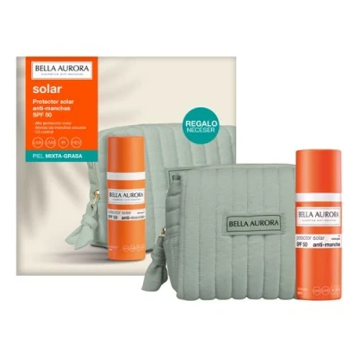 Imagen de BELLA AURORA Pack Gel Solar SPF50 Piel Mixta Grasa 50ml + Neceser Regalo Protector Anti Manchas Alta Protección UVA UVB IR HEV Textura Ligera y Oil Control